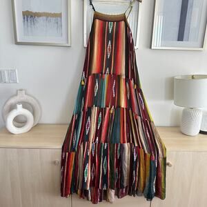 Miss June Paris Dress One Size Patchwork Maxi Boho Tiered Tribal Aztec Gypsy